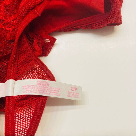 Victoria's Secret Pink Lace Bralette Bra Racerback Unlined Size Small Red - Picture 9 of 10